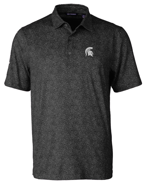 Michigan State Spartans Cutter & Buck Pike Constellation Print Stretch Mens Polo BL_MANN_HG 1