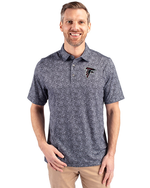 Atlanta Falcons Cutter & Buck Pike Constellation Print Stretch Mens Polo Black Front
