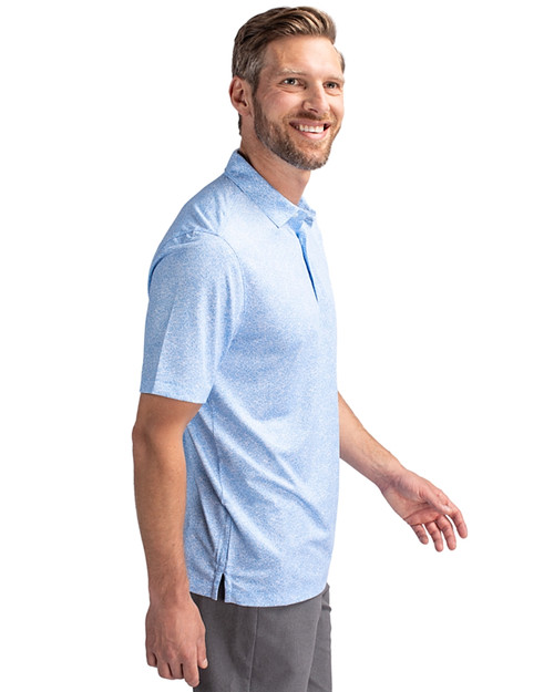 Los Angeles Chargers Cutter & Buck Pike Constellation Print Stretch Mens Polo Atlas Light Blue Side