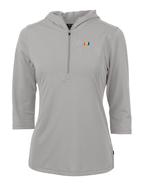 Miami Hurricanes Cutter & Buck Virtue Eco Pique Recycled Half Zip Pullover Womens Hoodie POL_MANN_HG 1