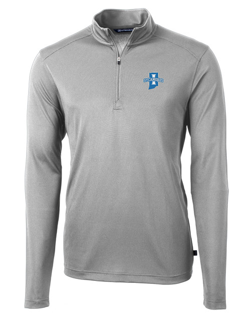 Indiana State Sycamores Cutter & Buck Virtue Eco Pique Recycled Quarter Zip Mens Pullover POL_MANN_HG 1