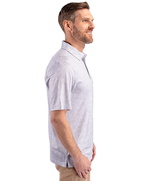 Montana State Bobcats Cutter & Buck Pike Constellation Print Stretch Mens Polo Polished Medium Gray Side