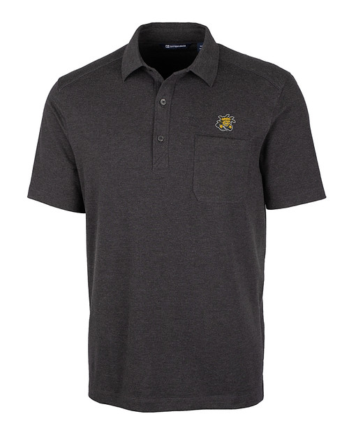 Wichita State Shockers Cutter & Buck Advantage Tri-Blend Jersey Mens Big and Tall Pocket Polo Black Heather Mannequin