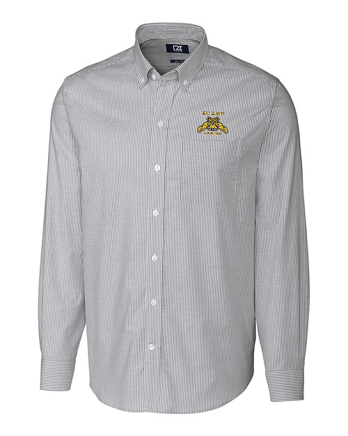 North Carolina A&T Aggies Cutter & Buck Stretch Oxford Stripe Mens Big and Tall Long Sleeve Dress Shirt Charcoal Mannequin