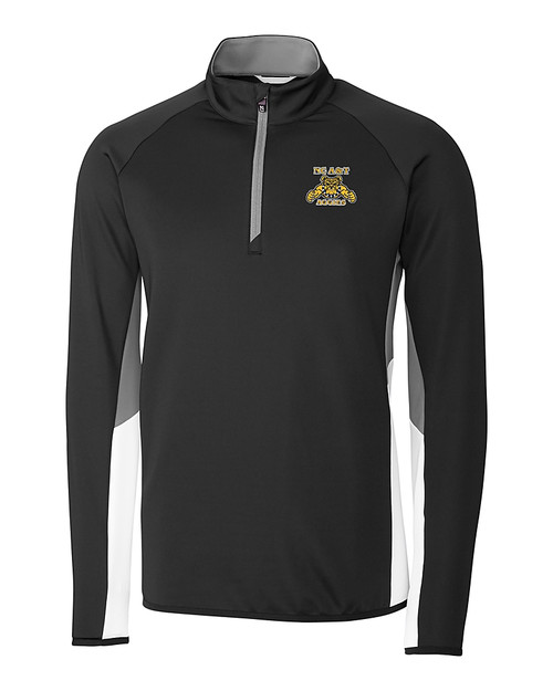 North Carolina A&T Aggies Cutter & Buck Traverse Colorblock Stretch Quarter Zip Mens Pullover Black Mannequin