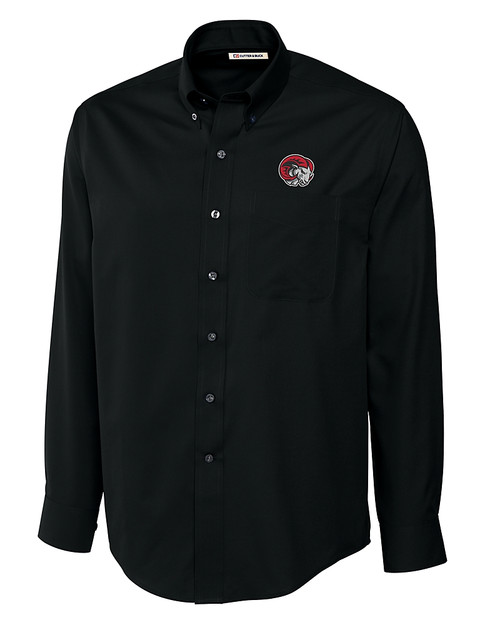 Winston-Salem State Rams Cutter & Buck Epic Easy Care Fine Twill Mens Long Sleeve Dress Shirt Black Mannequin