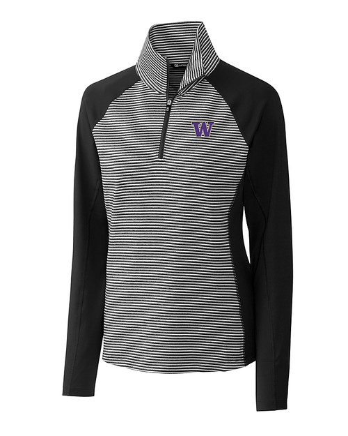 Washington Huskies Cutter & Buck Forge Tonal Stripe Stretch Half Zip Womens Top BL_MANN_HG 