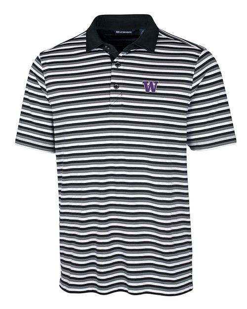 Washington Huskies Cutter & Buck Big & Tall Forge Polo Multi Stripe Black Mannequin