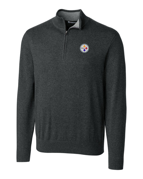 Pittsburgh Steelers Cutter & Buck Lakemont Tri-Blend Mens Quarter Zip Pullover Sweater CCH_MANN_HG 1