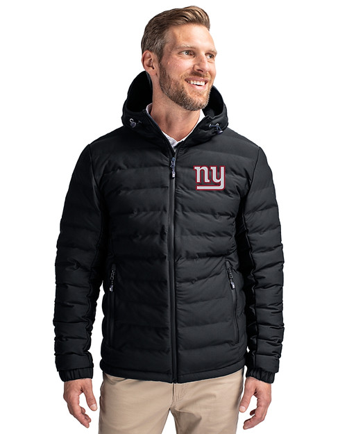 New York Giants Cutter & Buck Mission Ridge   Repreve® Recycled Insulated Puffer Mens Full Zip Jacket Black Front