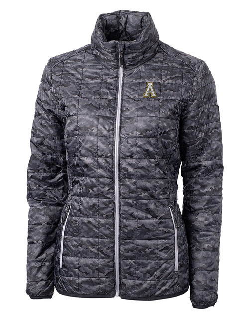Appalachian State Mountaineers Cutter & Buck Rainier PrimaLoft® Womens Eco Insulated Full Zip Printed Puffer Jacket BL_MANN_HG 