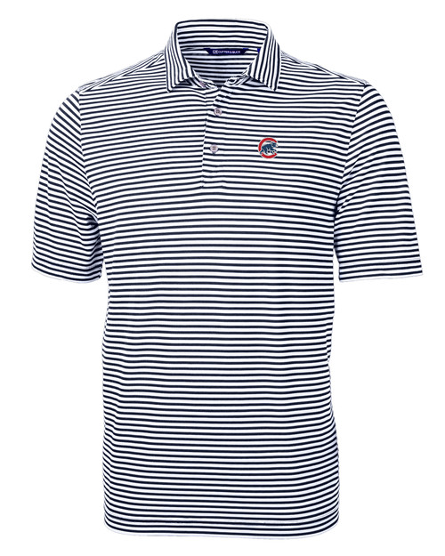 Chicago Cubs Cutter & Buck Virtue Eco Pique Stripe Recycled Mens Big and Tall Polo NVBU_MANN_HG 1
