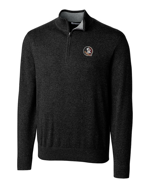 Florida State Seminoles Cutter & Buck Lakemont Tri-Blend Mens Big and Tall Quarter Zip Pullover Sweater Black Mannequin