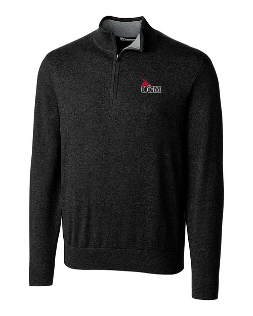 Central Missouri Mules Cutter & Buck Lakemont Tri-Blend Mens Big and Tall Quarter Zip Pullover Sweater Black Mannequin