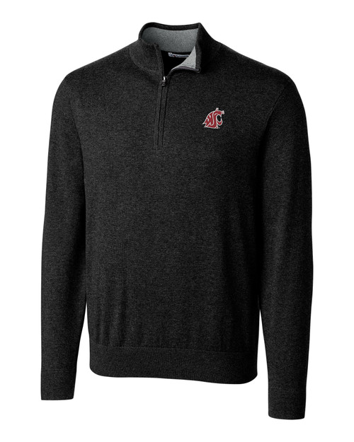 Washington State Cougars Cutter & Buck Lakemont Tri-Blend Mens Quarter Zip Pullover Sweater BL_MANN_HG 1