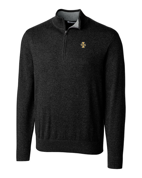 Idaho Vandals Cutter & Buck Lakemont Tri-Blend Mens Quarter Zip Pullover Sweater Black Mannequin