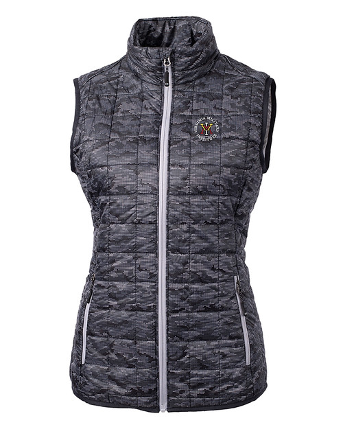Virginia Military Institute Keydets Cutter & Buck Rainier PrimaLoft® Womens Eco Insulated Full Zip Printed Puffer Vest BL_MANN_HG 