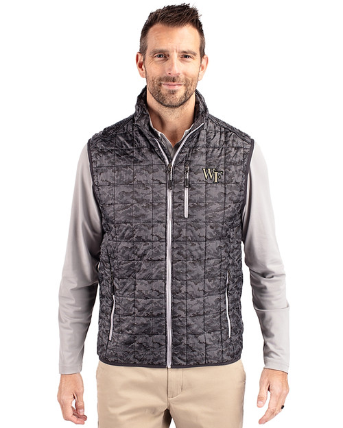 Wake Forest Demon Deacons Cutter & Buck Rainier PrimaLoft® Mens Eco Insulated Full Zip Printed Puffer Vest BL_PRO_HG 