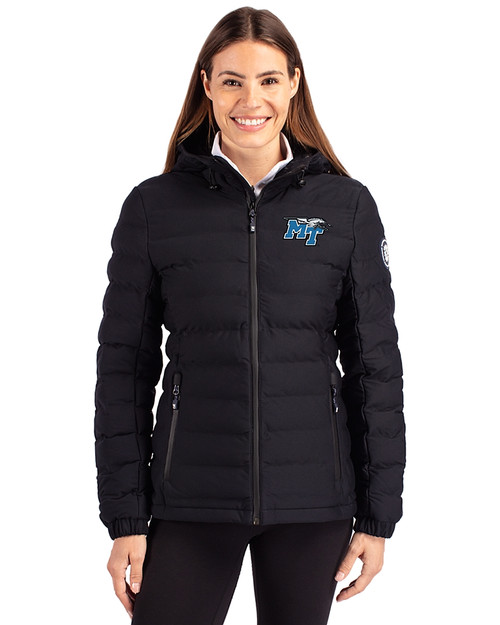 Middle Tennessee Blue Raiders Cutter & Buck Mission Ridge Repreve® Eco Insulated Womens Puffer Jacket Black Front
