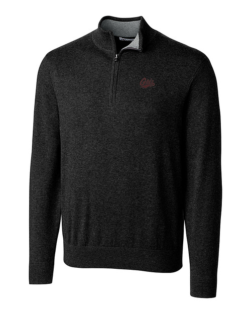 Montana Grizzlies Cutter & Buck Lakemont Tri-Blend Mens Quarter Zip Pullover Sweater Black Mannequin
