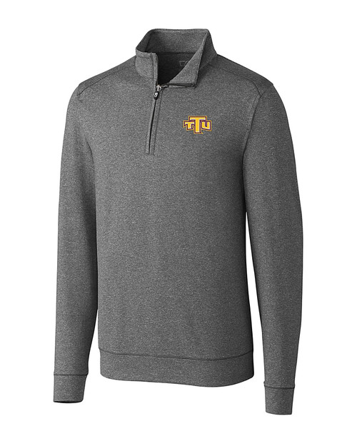 Tennessee Tech Golden Eagles Cutter & Buck Shoreline Heathered Quarter Zip Mens Pullover Charcoal Heather Mannequin