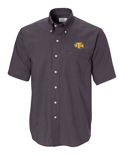 Tennessee Tech Golden Eagles Cutter & Buck Epic Easy Care Nailshead Mens Big and Tall Short Sleeve Dress Shirt Black Mannequin