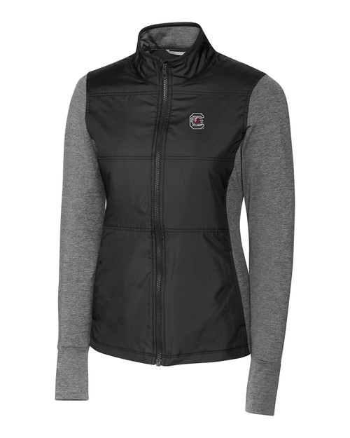 South Carolina Gamecocks Cutter & Buck Stealth Hybrid Quilted Womens Full Zip Windbreaker Jacket BL_MANN_HG 1