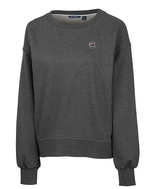 South Carolina Gamecocks Cutter & Buck Saturday Cotton Blend Womens Crew Neck Sweatshirt Charcoal Heather Mannequin