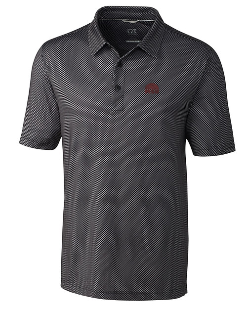 Mississippi State Bulldogs Vintage  - Cutter & Buck Pike Mini Pennant Print Stretch Mens Polo Black Mannequin