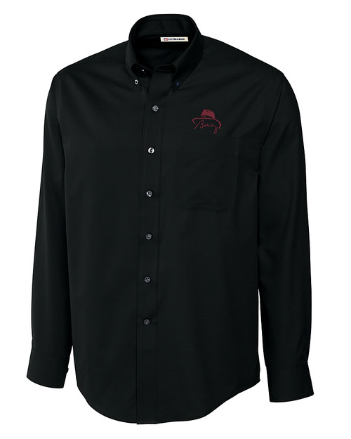 FSU Bobby Bowden Cutter & Buck Epic Easy Care Fine Twill Mens Long Sleeve Dress Shirt Black Mannequin