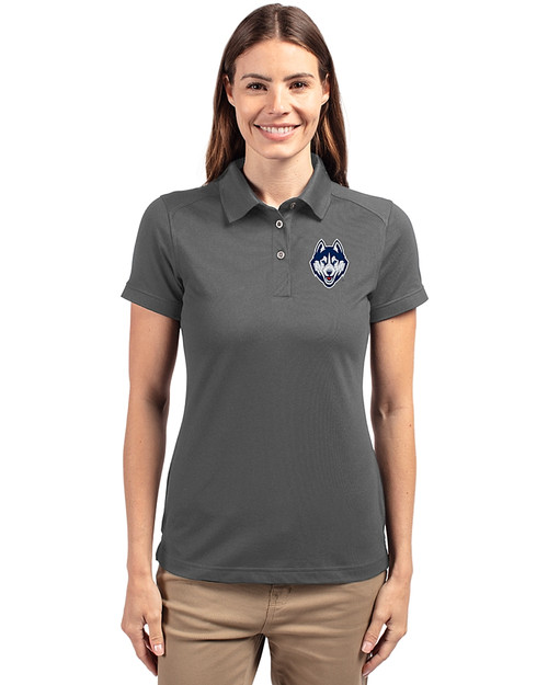 UConn Huskies - Cutter & Buck Advantage Eco Tri-Blend Pique Womens Polo Elemental Grey Front