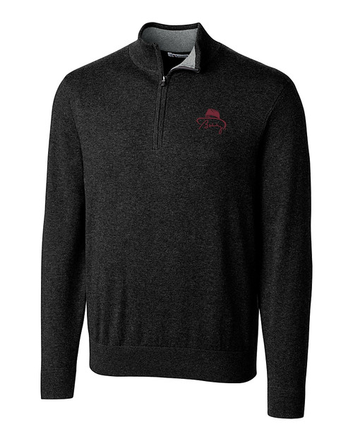 FSU Bobby Bowden Cutter & Buck Lakemont Tri-Blend Mens Big and Tall Quarter Zip Pullover Sweater Black Mannequin