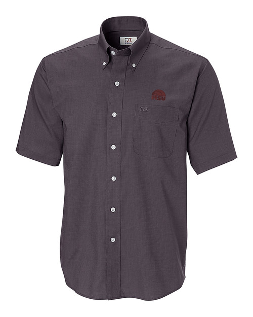 Mississippi State Bulldogs Vintage  - Cutter & Buck Epic Easy Care Nailshead Mens Big and Tall Short Sleeve Dress Shirt Black Mannequin