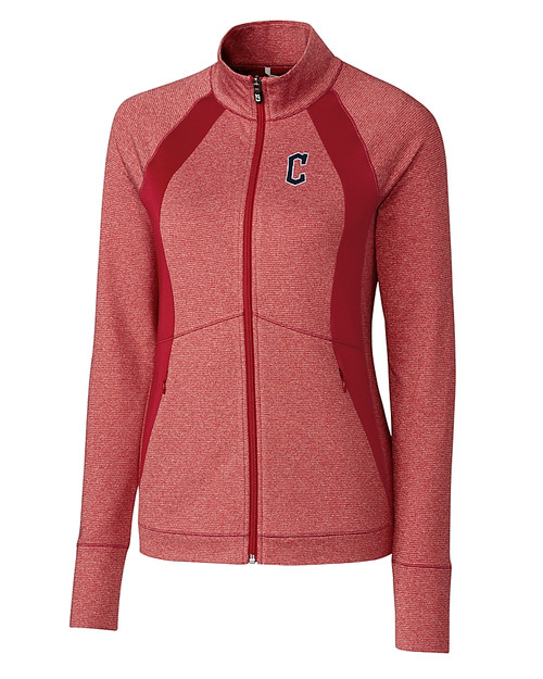 Cleveland Guardians - Cutter & Buck Womens Shoreline Colorblock Full-Zip Cardinal Red Heather Mannequin