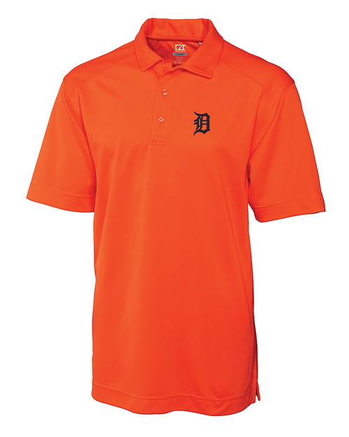 Detroit Tigers Cutter & Buck Genre Textured Solid Mens Polo College Orange Mannequin