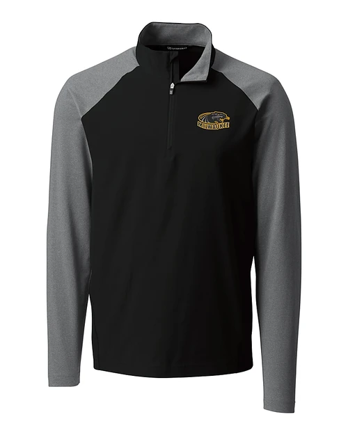 Wisconsin-Milwaukee Panthers Cutter & Buck Response Lightweight Hybrid Quarter Zip Mens Pullover Windbreaker Black Mannequin