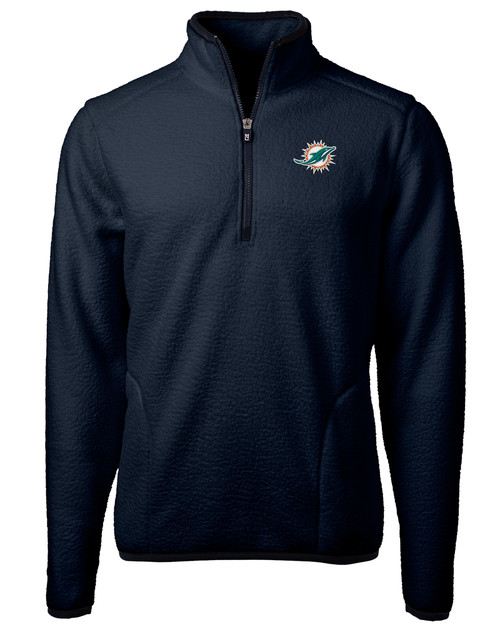 Miami Dolphins Cutter & Buck Cascade Eco Sherpa Fleece Mens Big & Tall Quarter Zip Jacket NVBU_MANN_HG 1