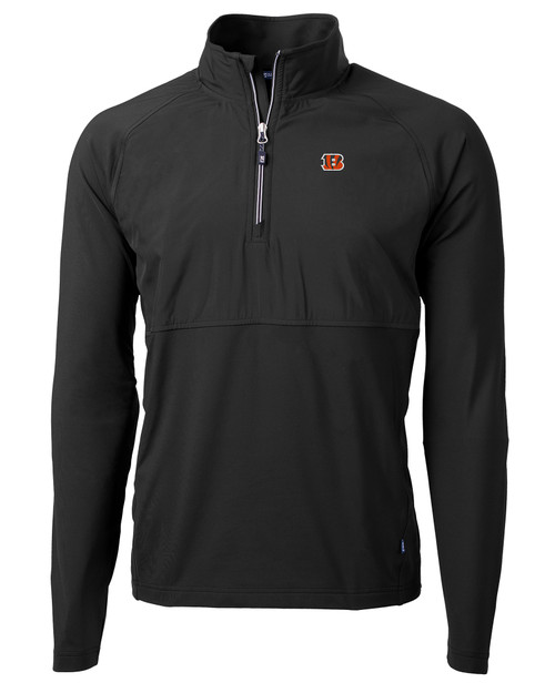 Cincinnati Bengals Cutter & Buck Adapt Eco Knit Hybrid Recycled Mens Quarter Zip BL_MANN_HG 1