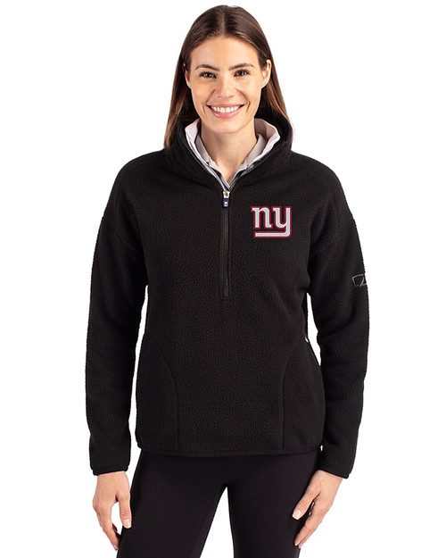 New York Giants Cutter & Buck Cascade Eco Fleece Womens Pullover Jacket Black Front