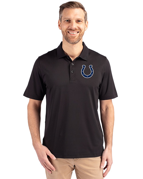 Indianapolis Colts Cutter & Buck Forge Stretch Mens Big & Tall Polo Black Front