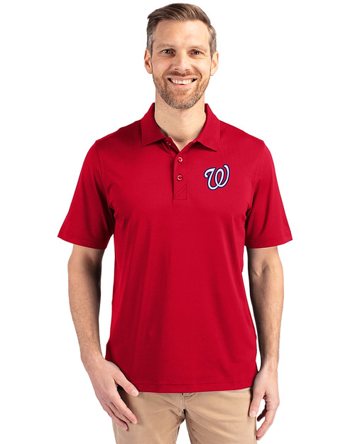 Washington Nationals Cutter & Buck Forge Stretch Mens Big and Tall Polo Cardinal Red Front