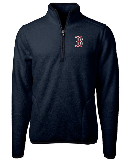 Boston Red Sox Cutter & Buck Cascade Eco Sherpa Fleece Mens Big & Tall Quarter Zip Jacket NVBU_MANN_HG 1
