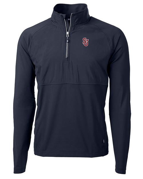 St Johns Red Storm Cutter & Buck Adapt Eco Knit Hybrid Recycled Mens Quarter Zip NVBU_MANN_HG 