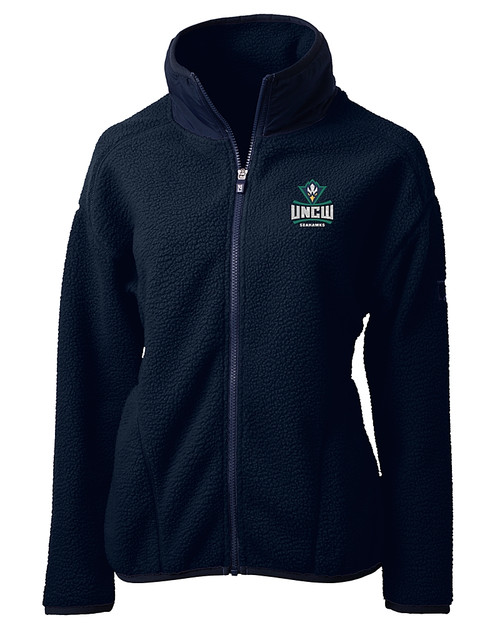 UNC Wilmington Seahawks Cutter & Buck Cascade Eco Fleece Womens Full Zip Jacket NVBU_MANN_HG 