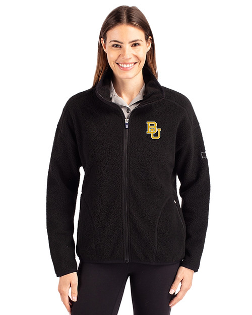 Baylor Bears Cutter & Buck Cascade Eco Fleece Womens Full Zip Jacket Black Front