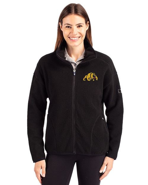 Bowie State Bulldogs Cutter & Buck Cascade Eco Fleece Womens Full Zip Jacket Black Front