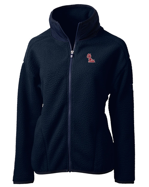 Ole Miss Rebels Cutter & Buck Cascade Eco Fleece Womens Full Zip Jacket NVBU_MANN_HG 