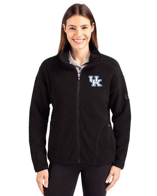Kentucky Wildcats Cutter & Buck Cascade Eco Fleece Womens Full Zip Jacket Black Front