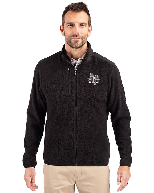 Texas Southern Tigers Cutter & Buck Cascade Eco Fleece Mens Full Zip Jacket Black Front