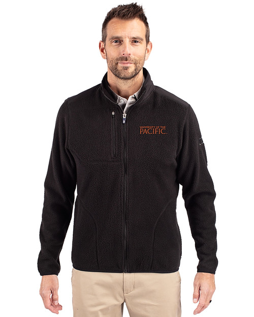 UOP Tigers Cutter & Buck Cascade Eco Fleece Mens Full Zip Jacket Black Front